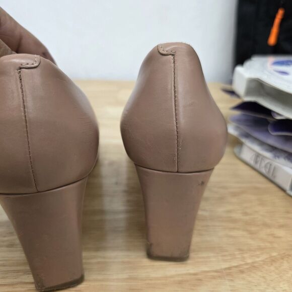 Tory Burch 'Raleigh' Leather Pump Logo Toe - Blush Oak - Size 7 - Picture 6 of 11